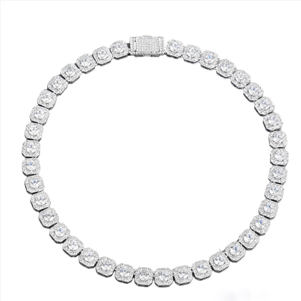 "Queen of Diamonds" Baguette Necklace (Silver)