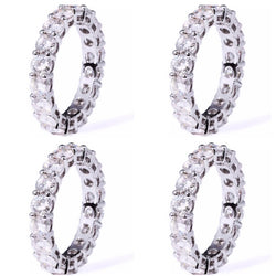 "The Classic" Iced Out  Ring 4 Piece  Set (Silver)