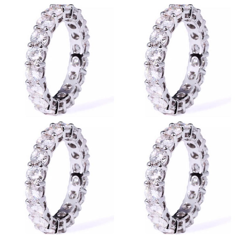 "The Classic" Iced Out  Ring 4 Piece  Set (Silver)