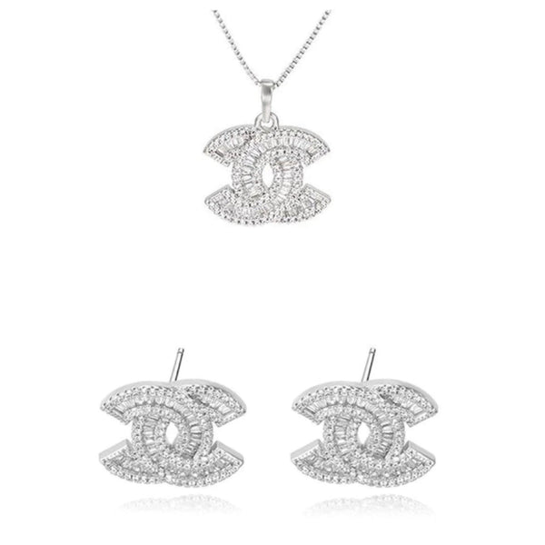 'Double CC' Set (Necklace +Earrings)