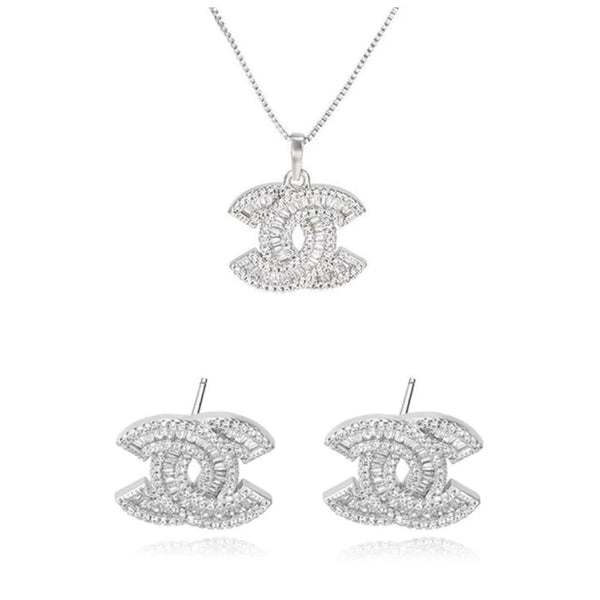 'Double CC' Set (Necklace +Earrings)