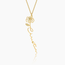 "My Birth Month Flower" Custom Name Necklace